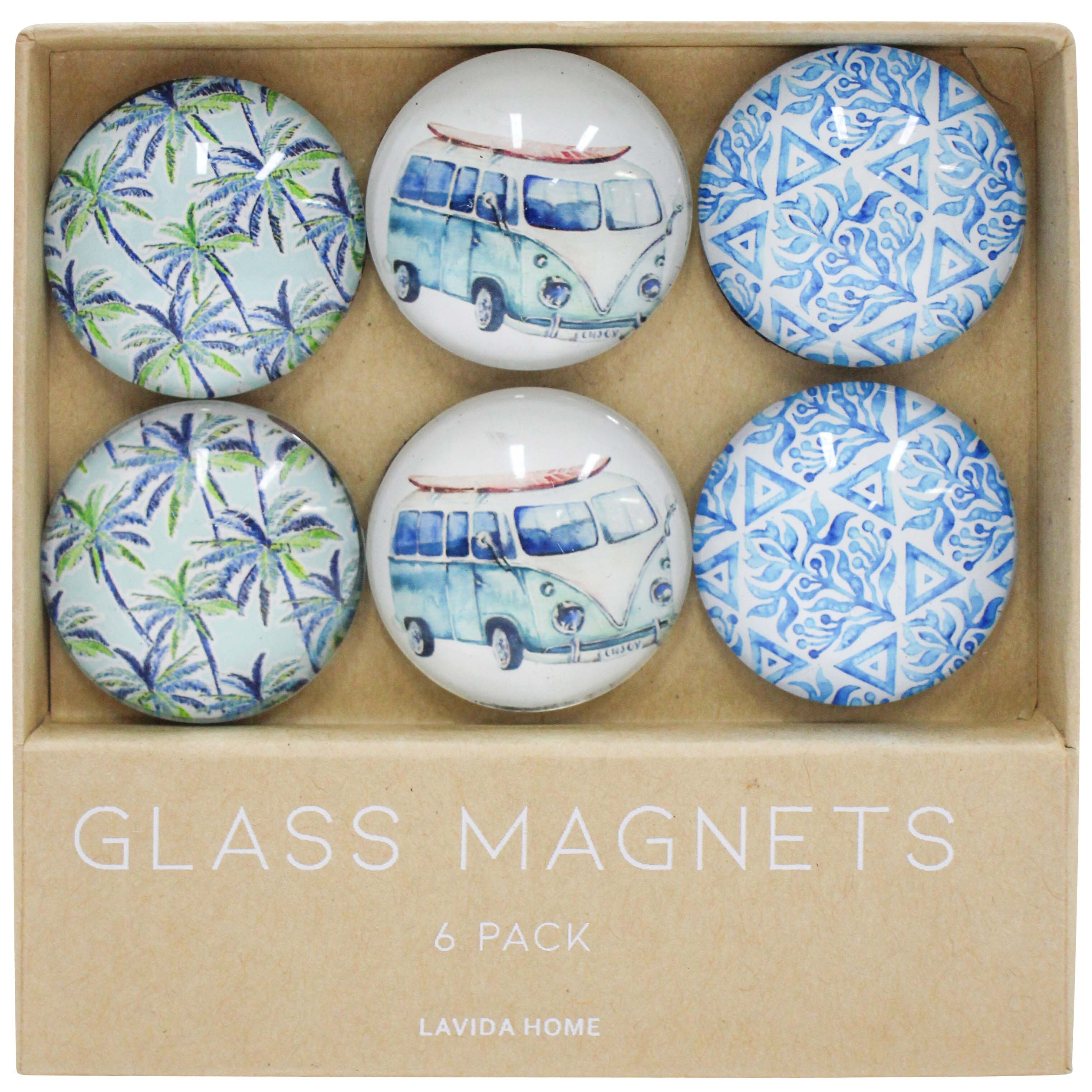 Glass Magnets S/6 Holiday Combi