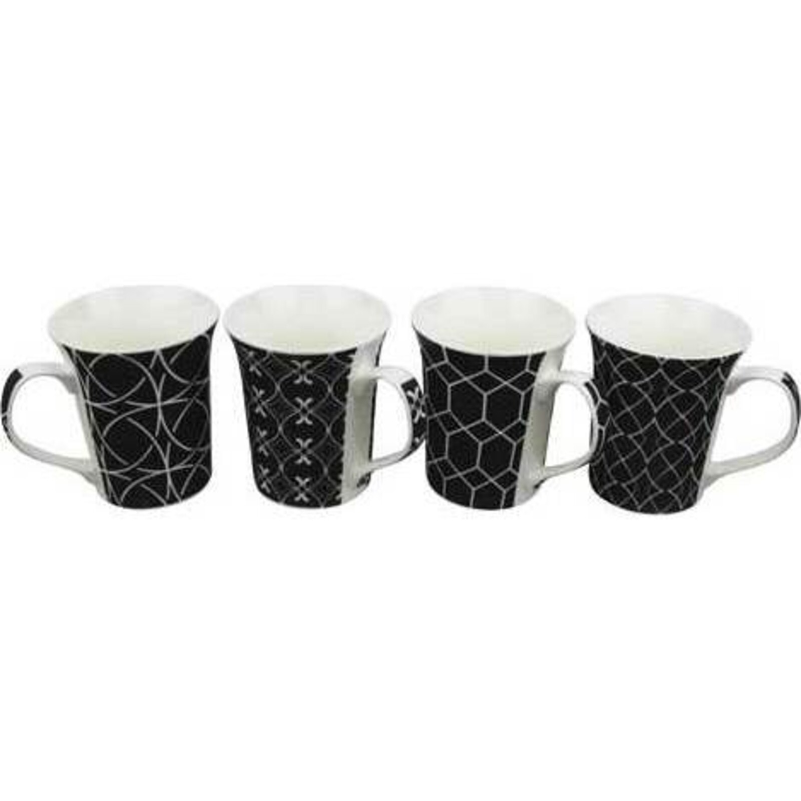Coffee Mugs Black Geo Assorted