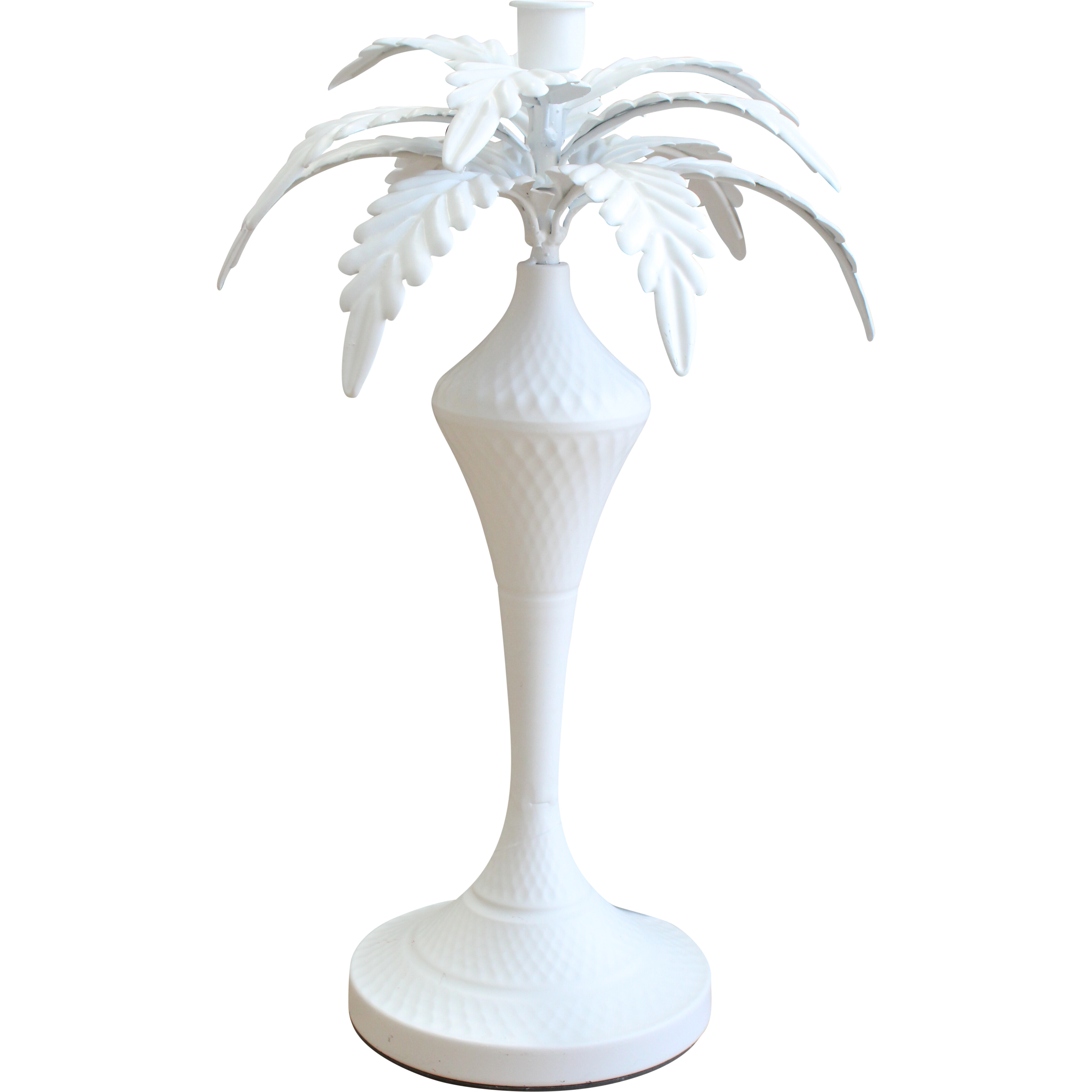 Palm Candle Holder Lrg White