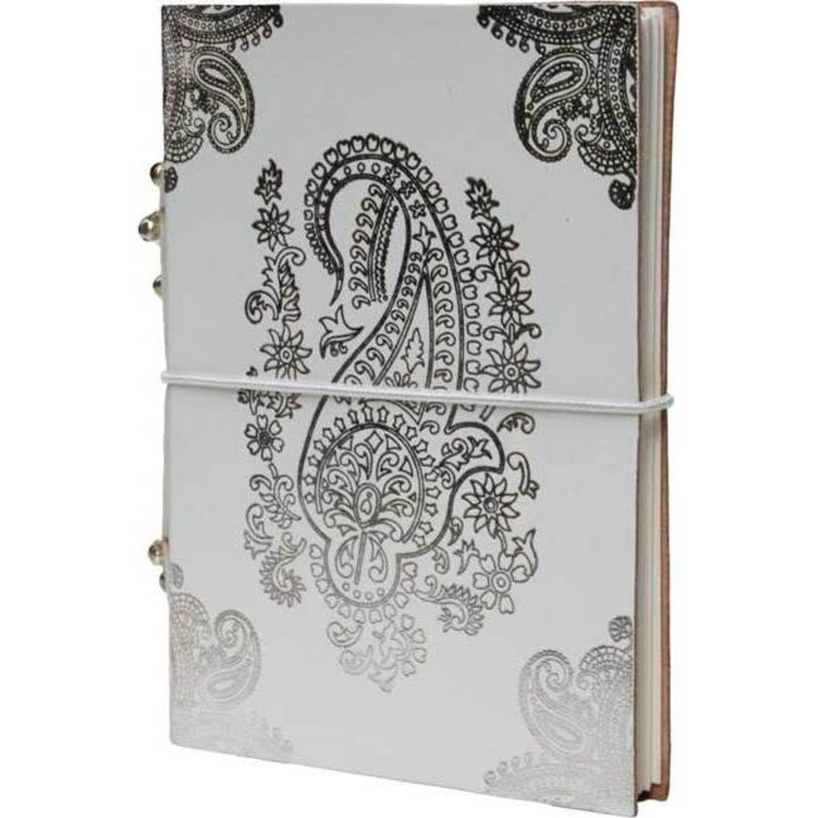Leather Notebook - Silver Motif Large