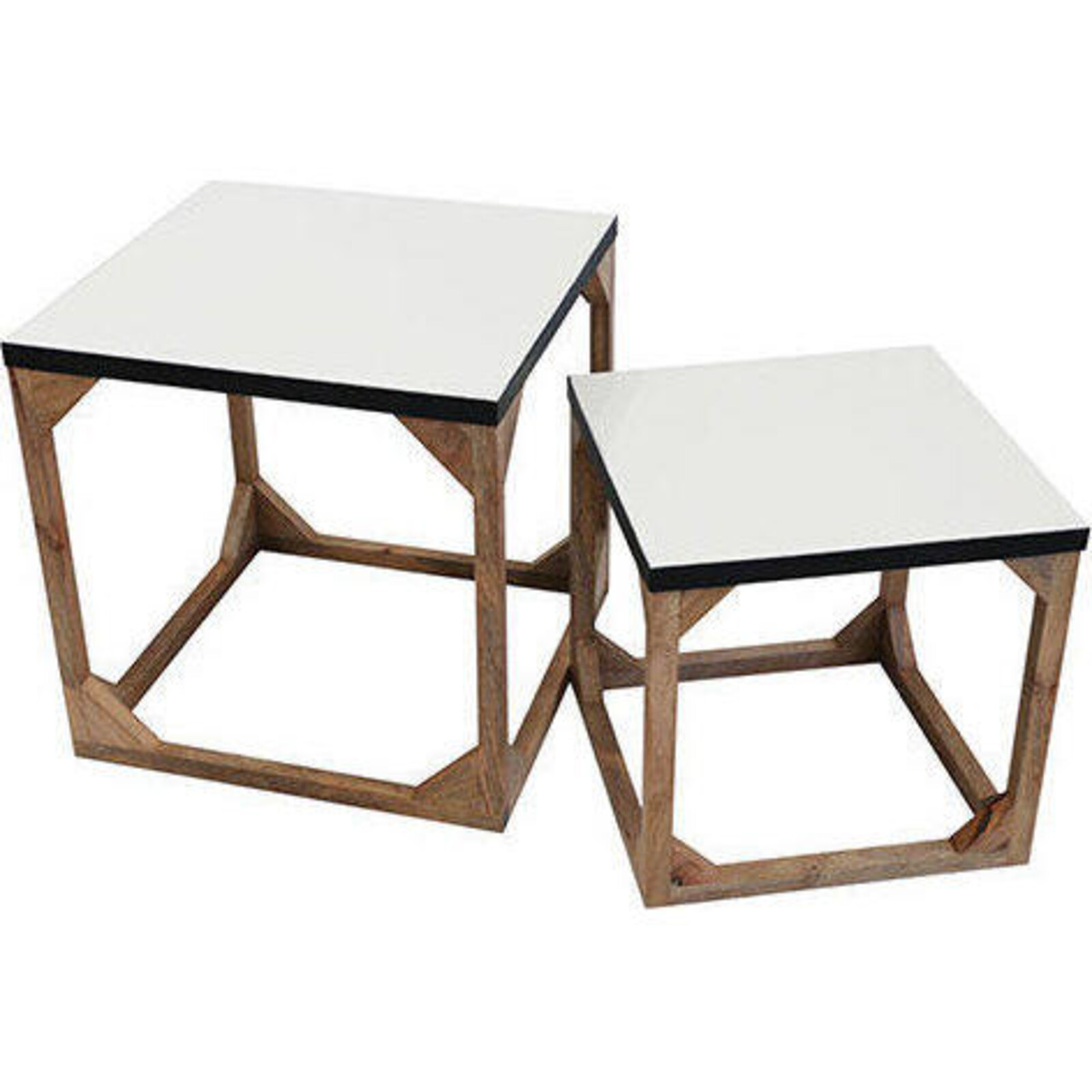Side Tables Enamel White Set/2