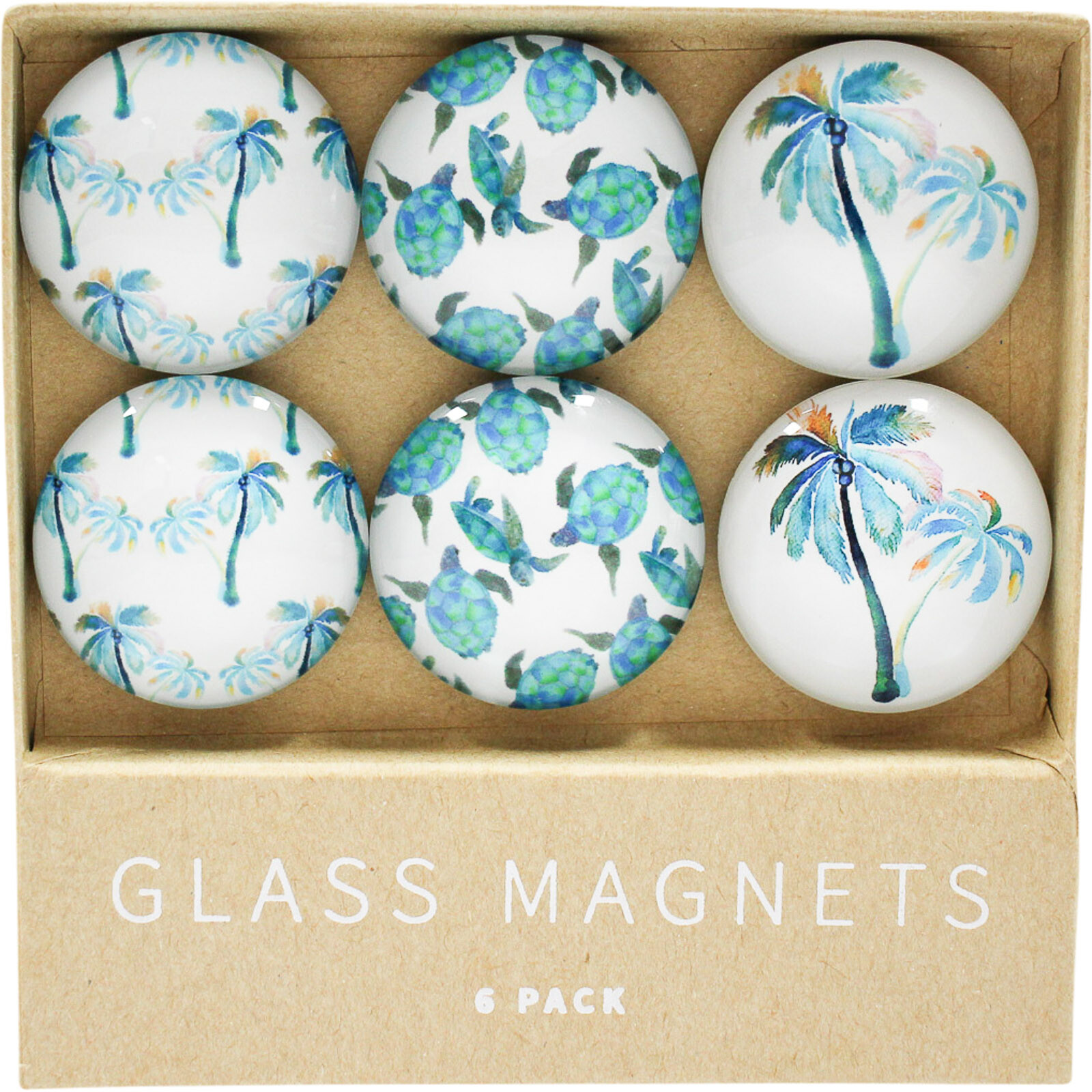 Glass Magnets Island Blue S/6