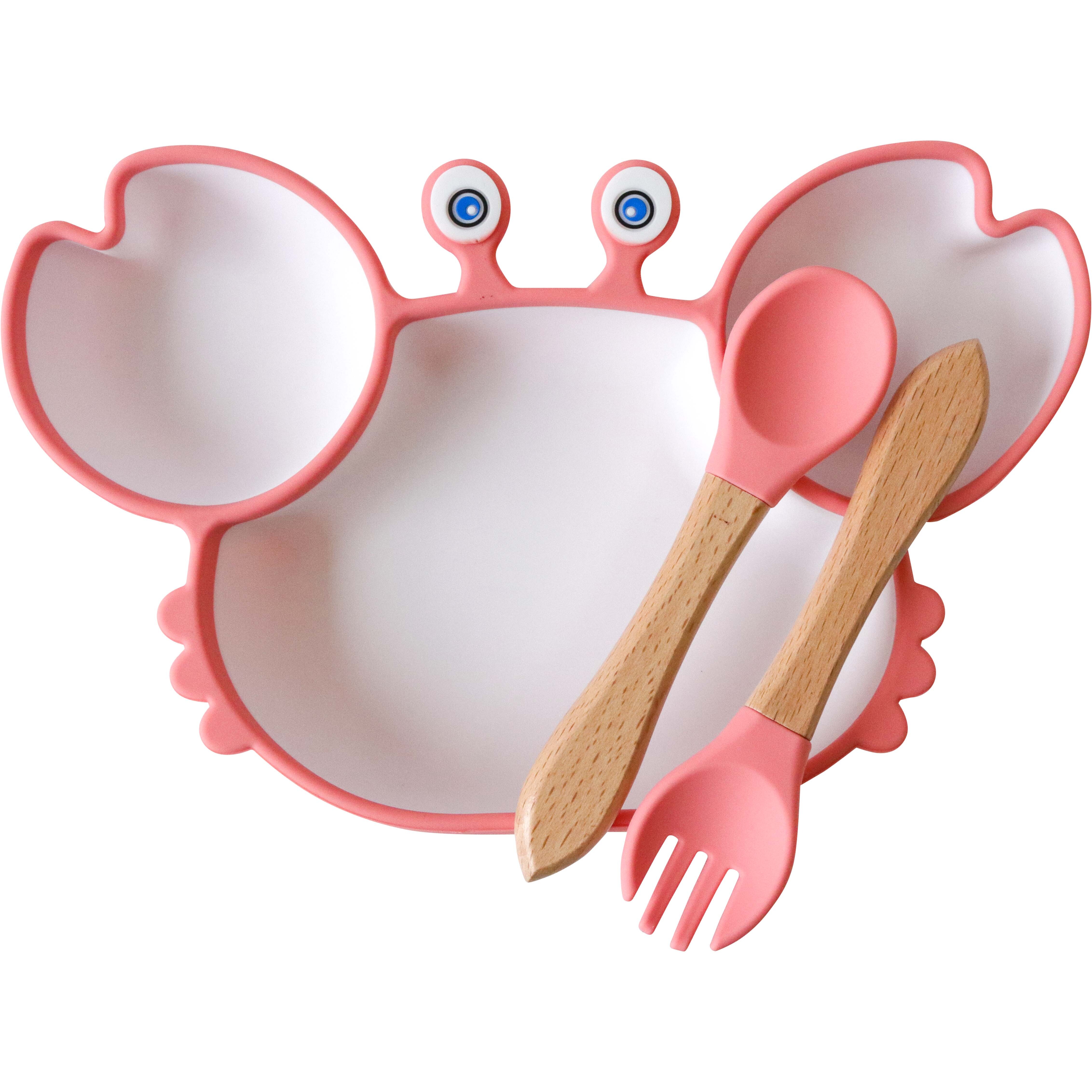 Silicone Bowl Set Crab Pink