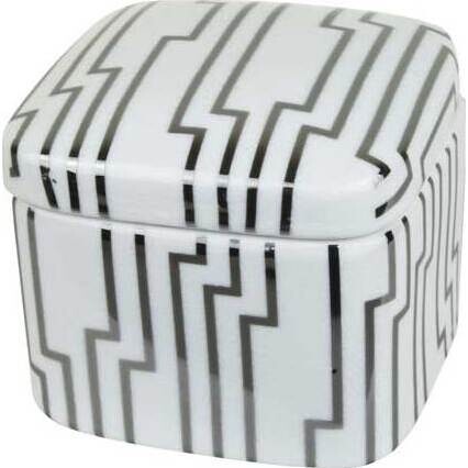 Lidded Jar Silver Linea Square