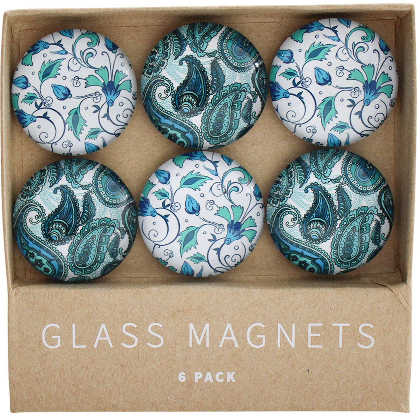 Glass Magnets Mixed PaisleyS/6