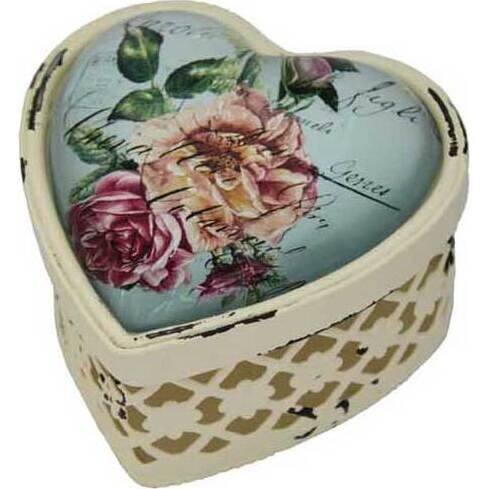 Trinket Box - Heart Rose Blue