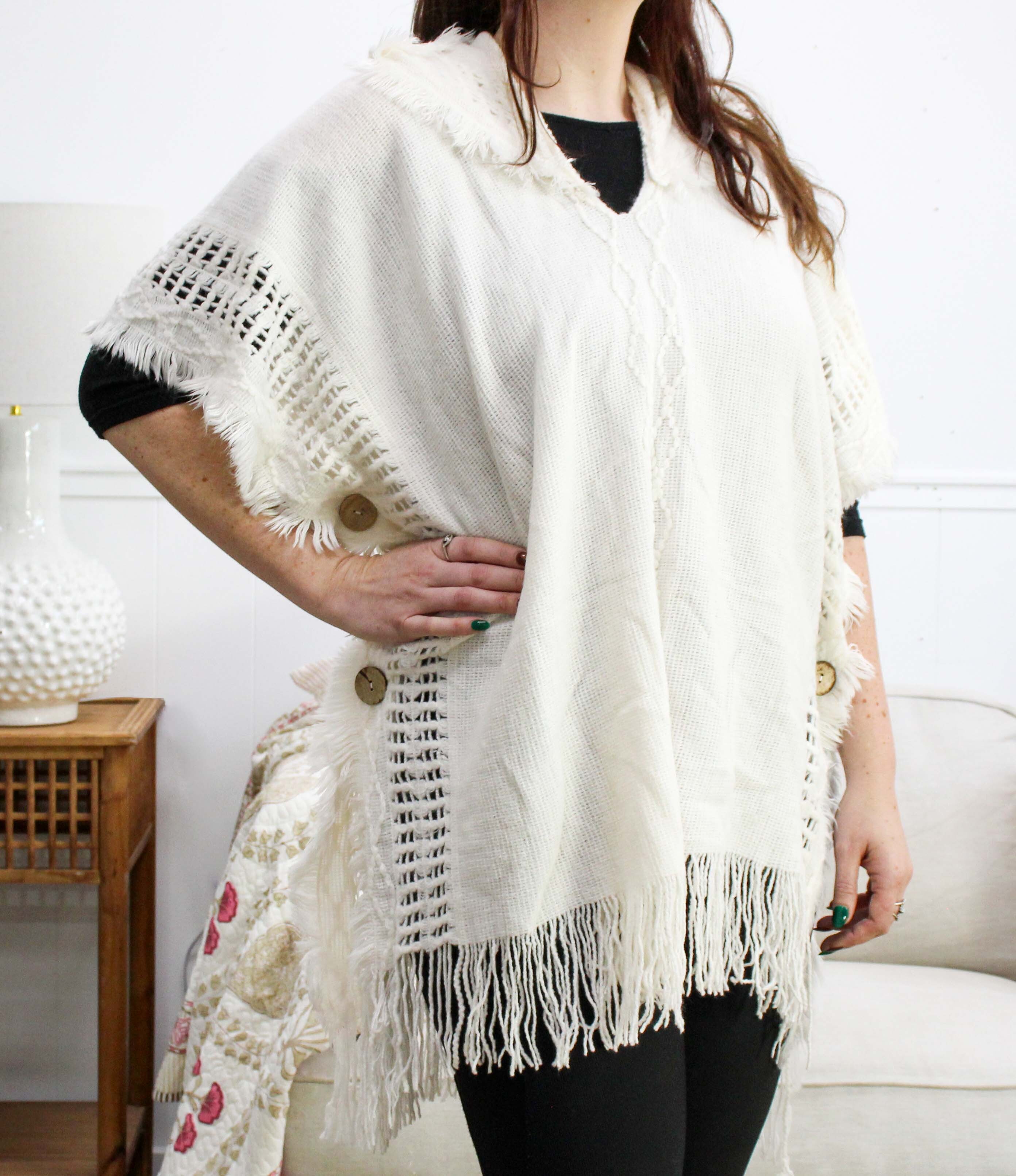 Knitted Poncho Sienna Ivory