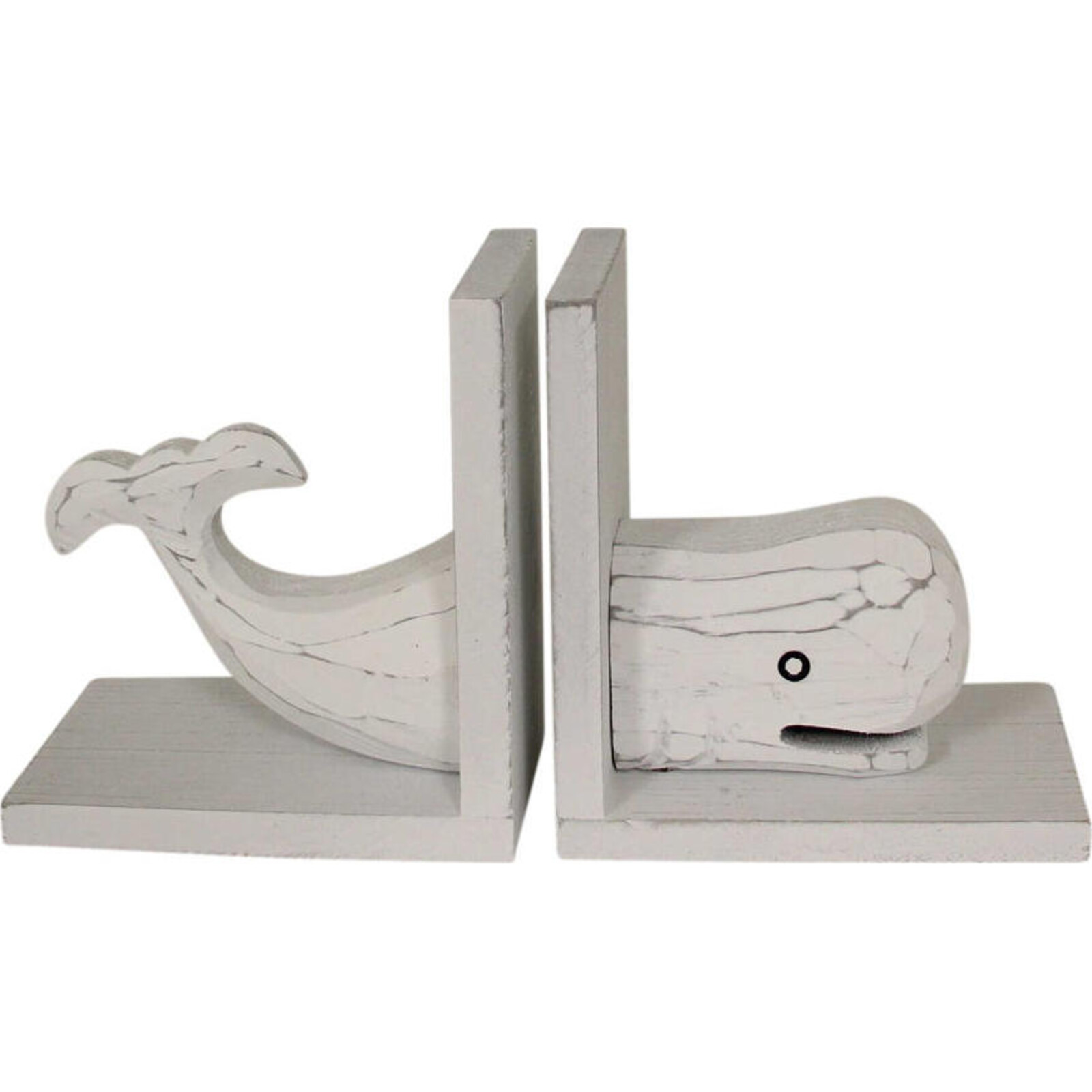 Bookends Whale Whitewash (pair)