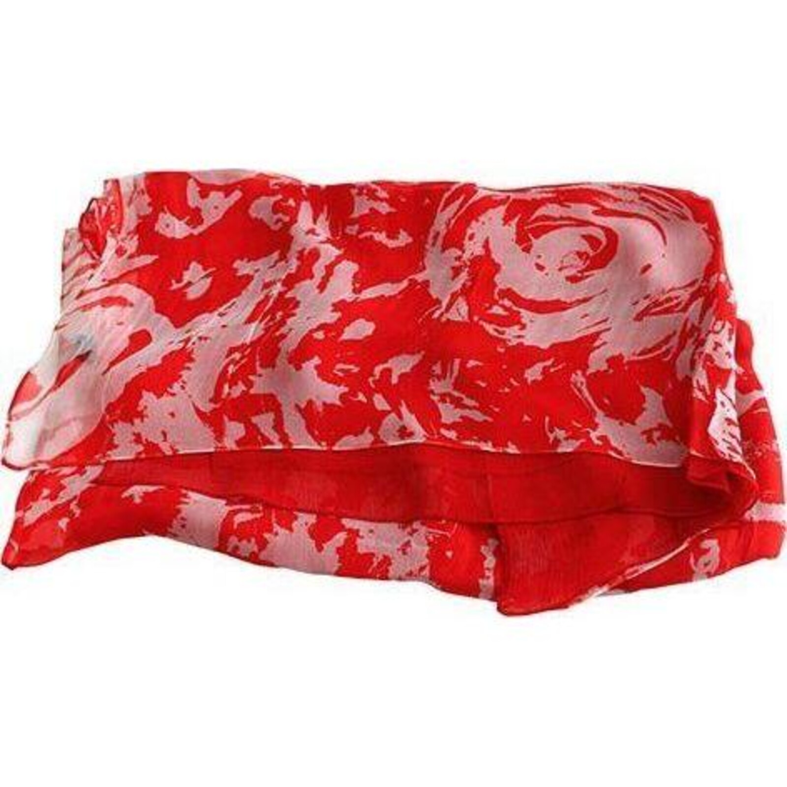 Silk Scarf Red Pattern Double