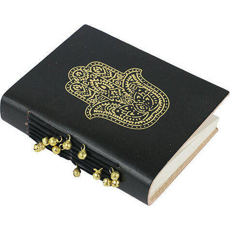 Leather Notebook Hamsa Black