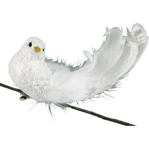 Clip Bird Glitter White