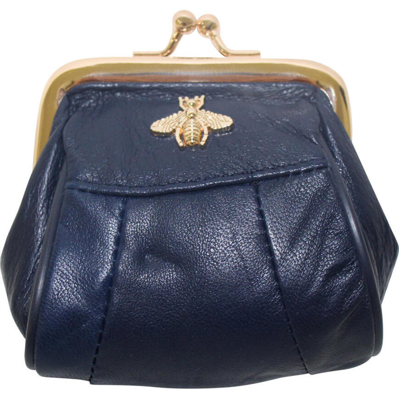 Leather Purse Navy Bee