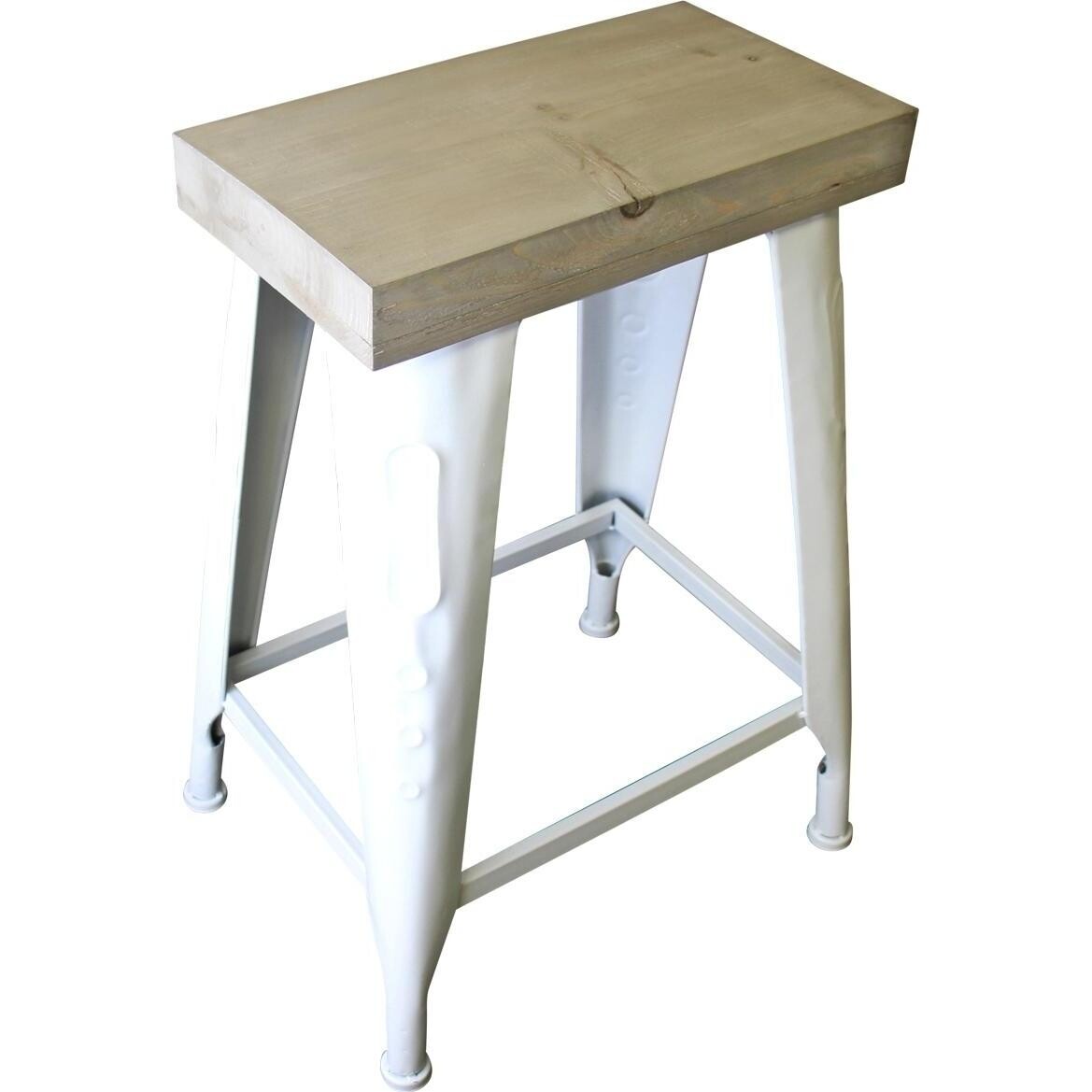 Natural Stool Metal White