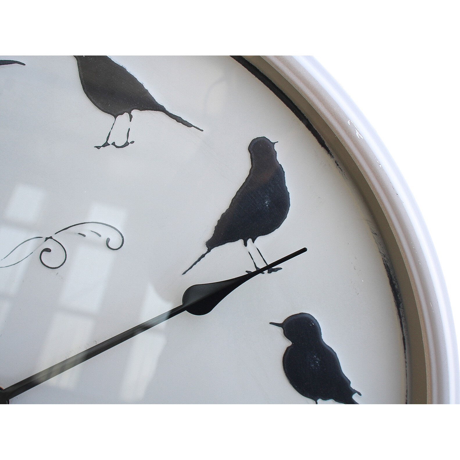 Clock Black Birds W/Grey Frame 60cm