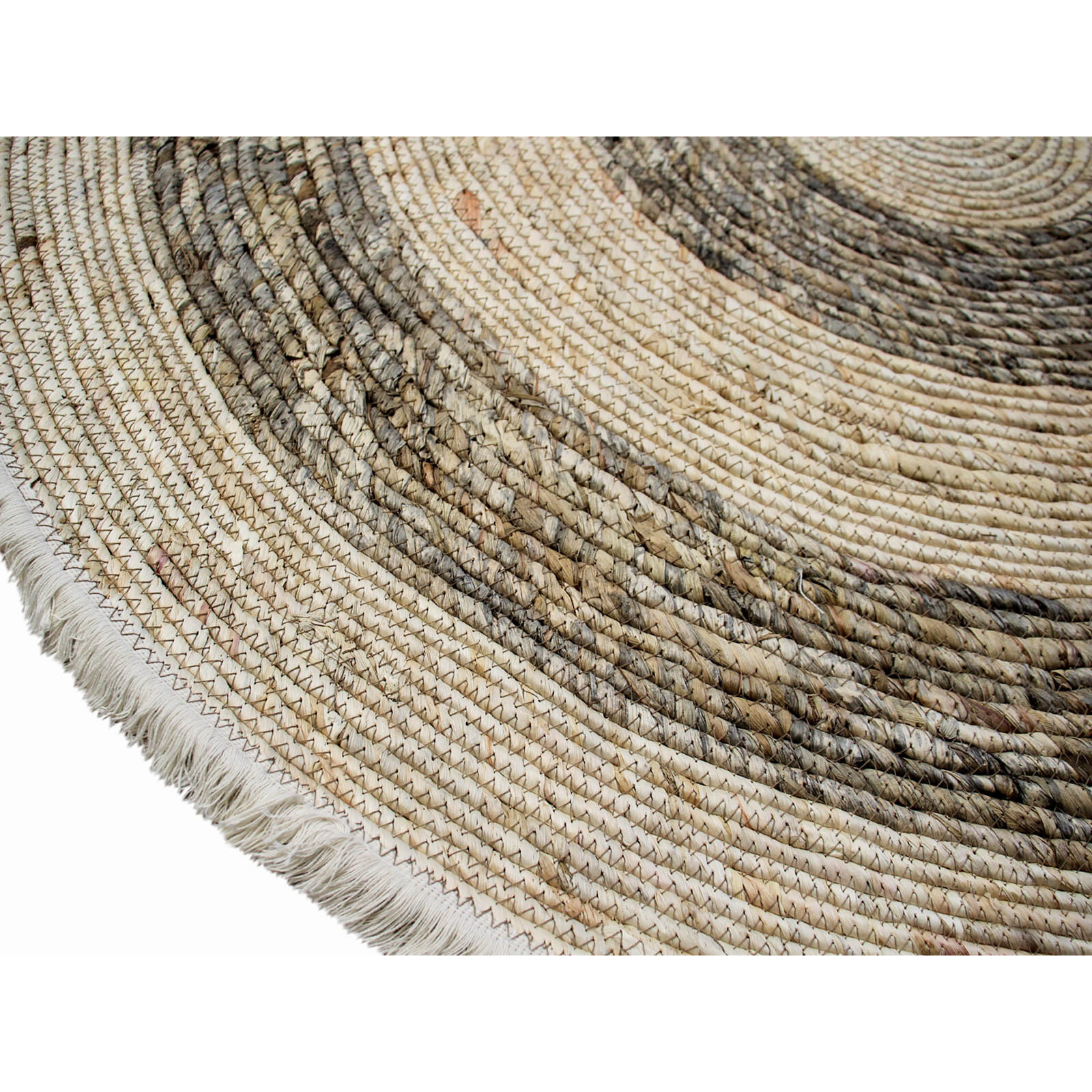 Rug Grey/ Bleached Stripe Fringe 80cm