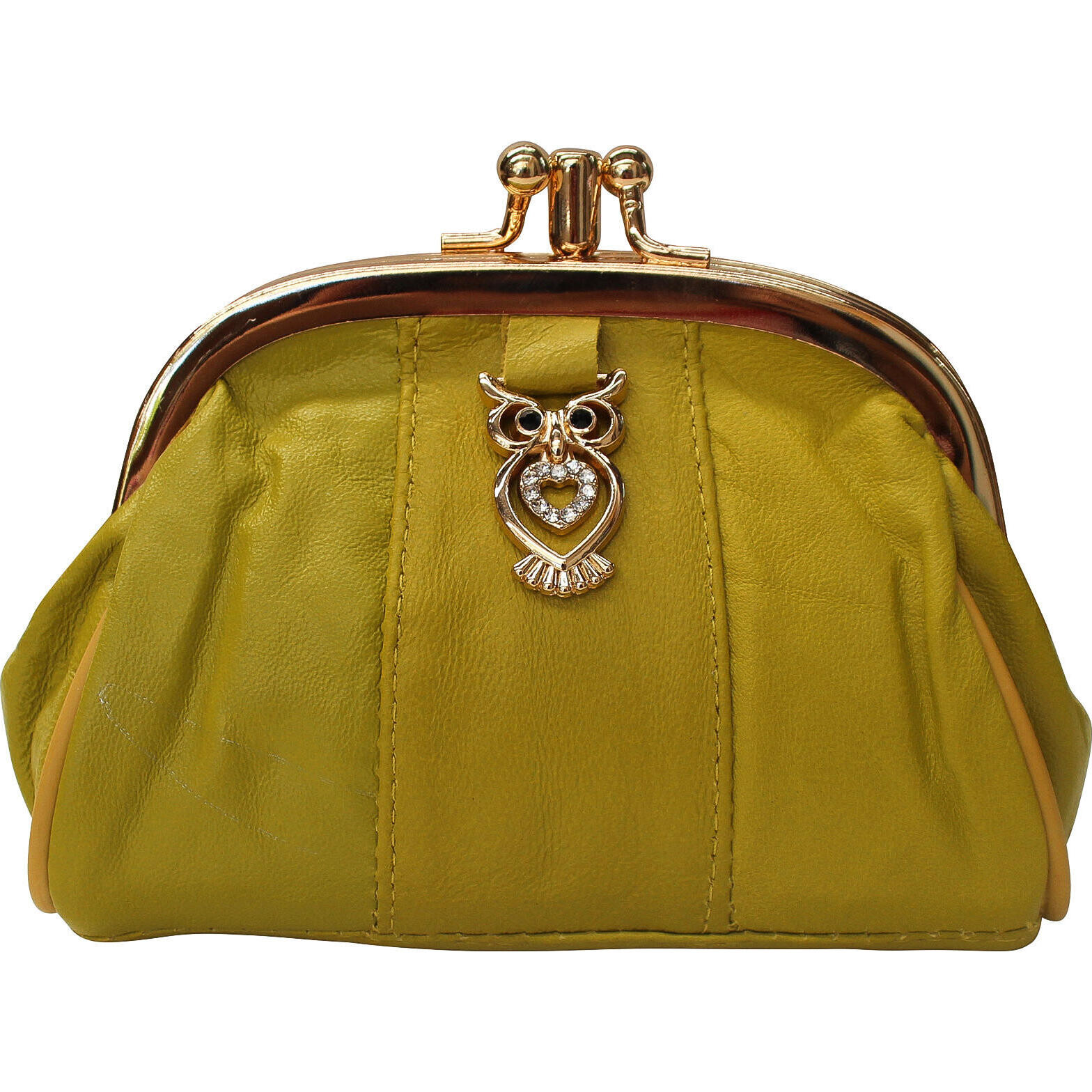 Leather Purse Owl Chartreuse