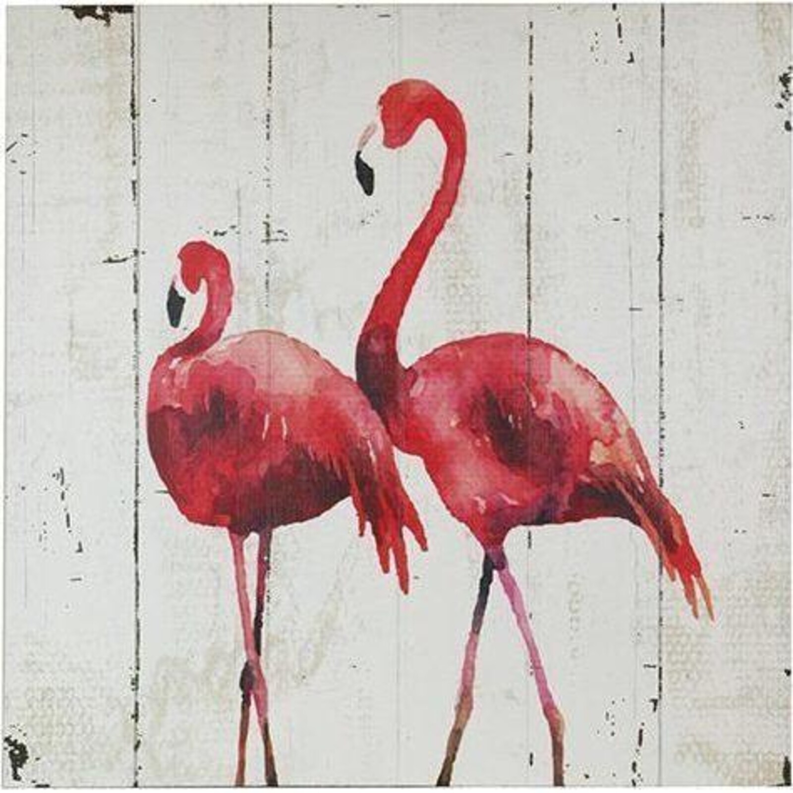 Wood Print Flamingo White