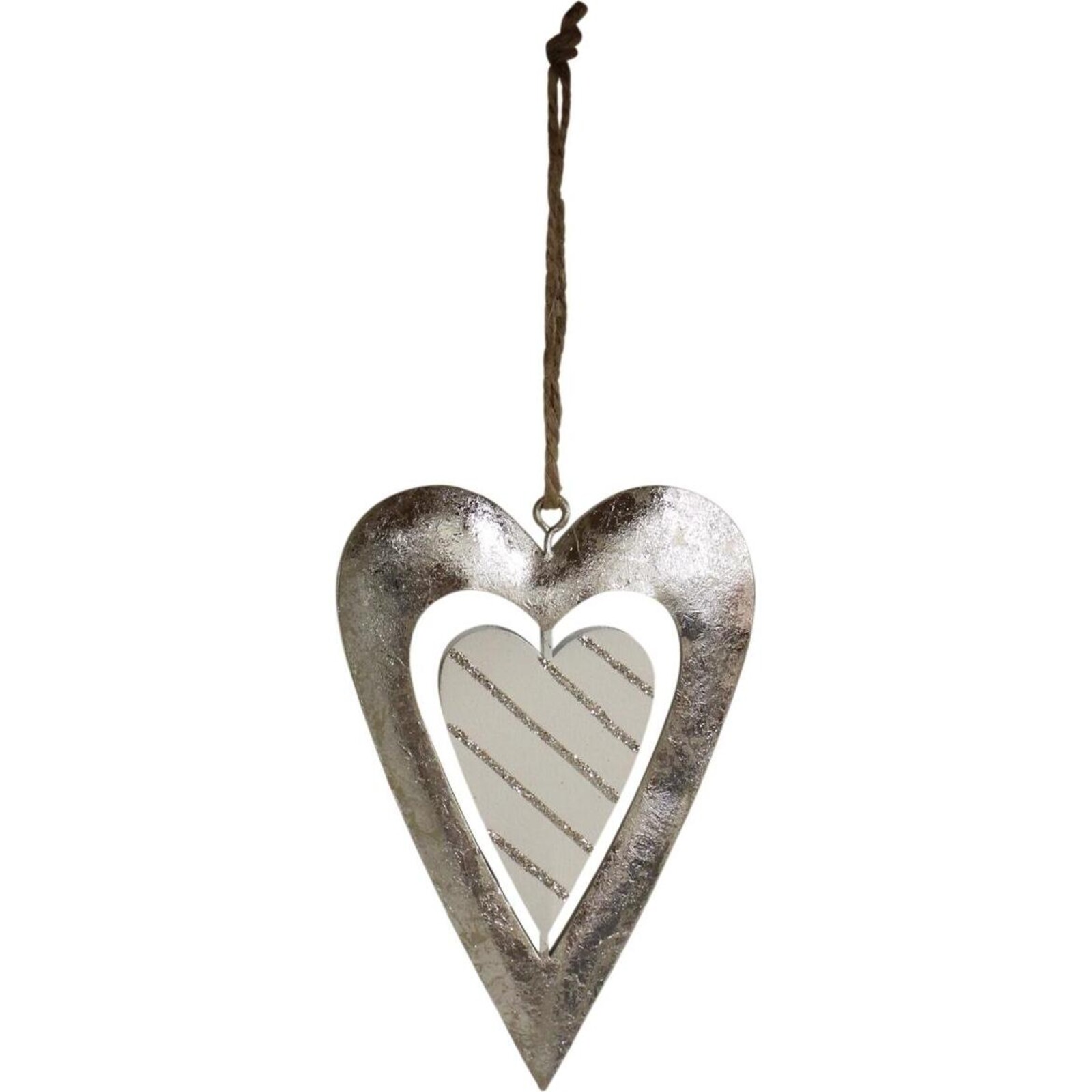 Hanging Heart Silver Stripe