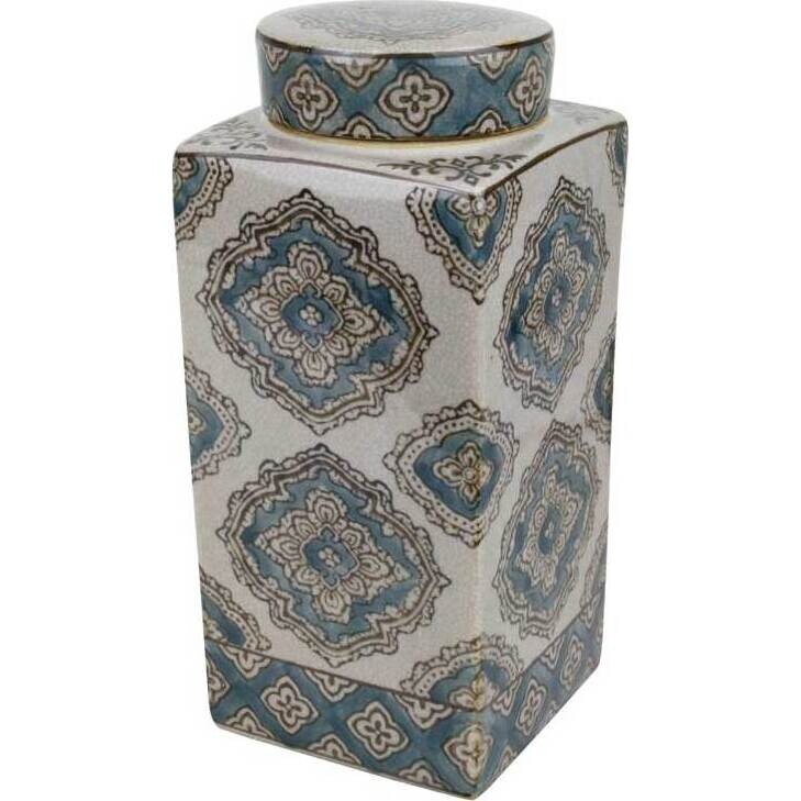 Lidded Jar Motif Blue