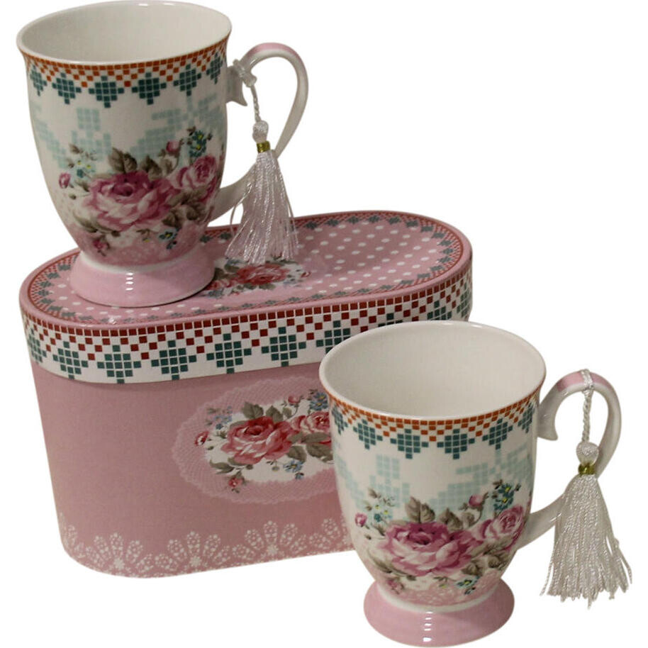 Mugs Floral Rose S/2