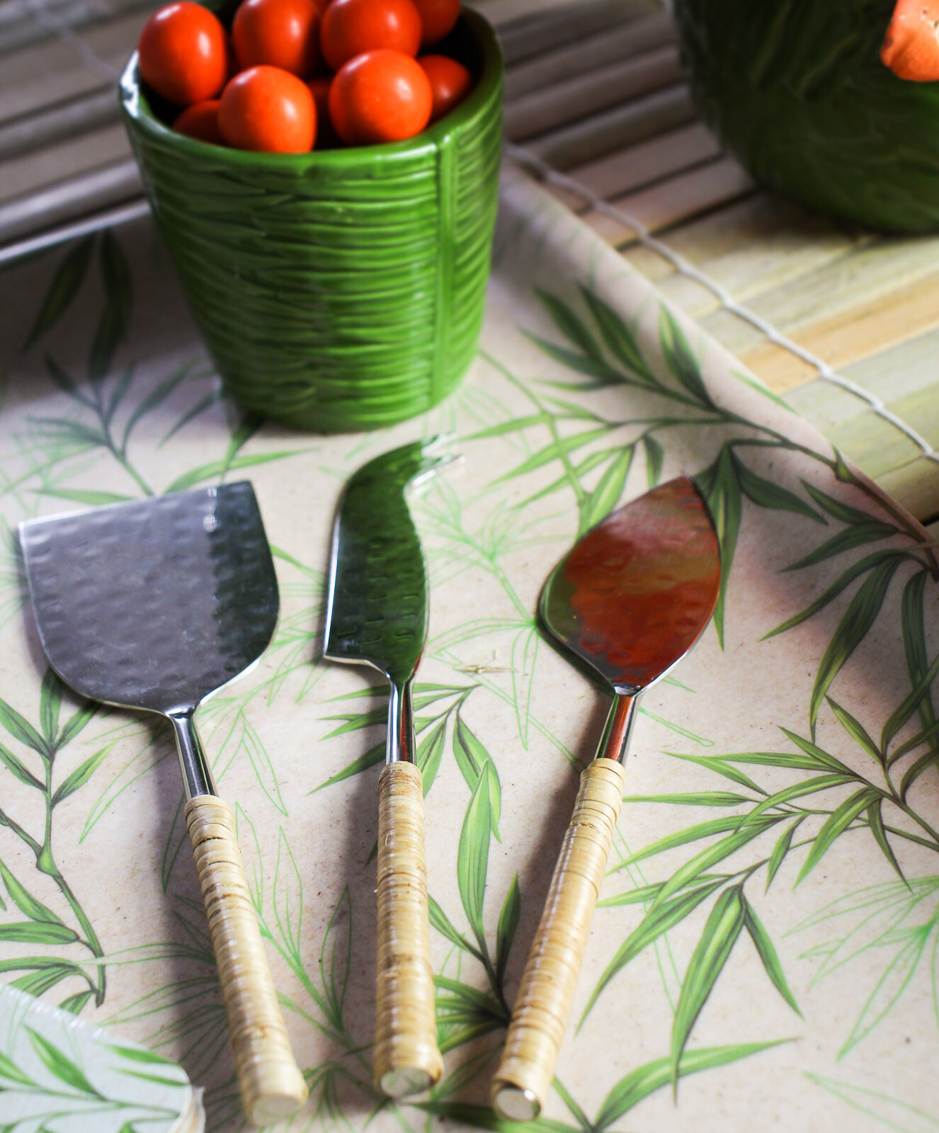Cheese Knife Mix Rattan Handle