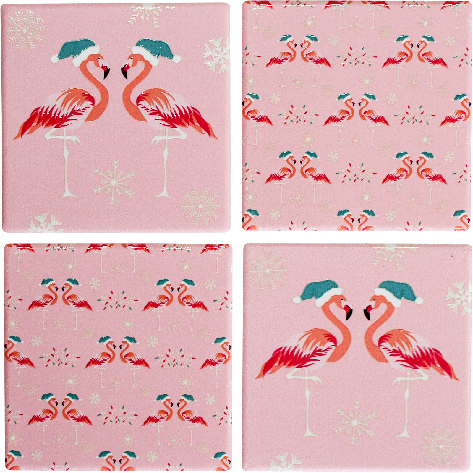 Coasters Xmas Flamingos