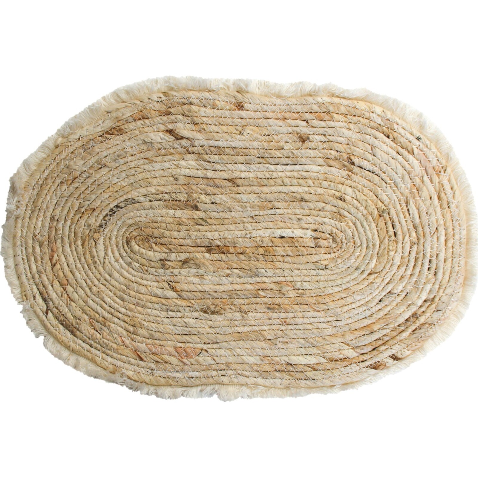 Placemat Oval Bleached Fringe