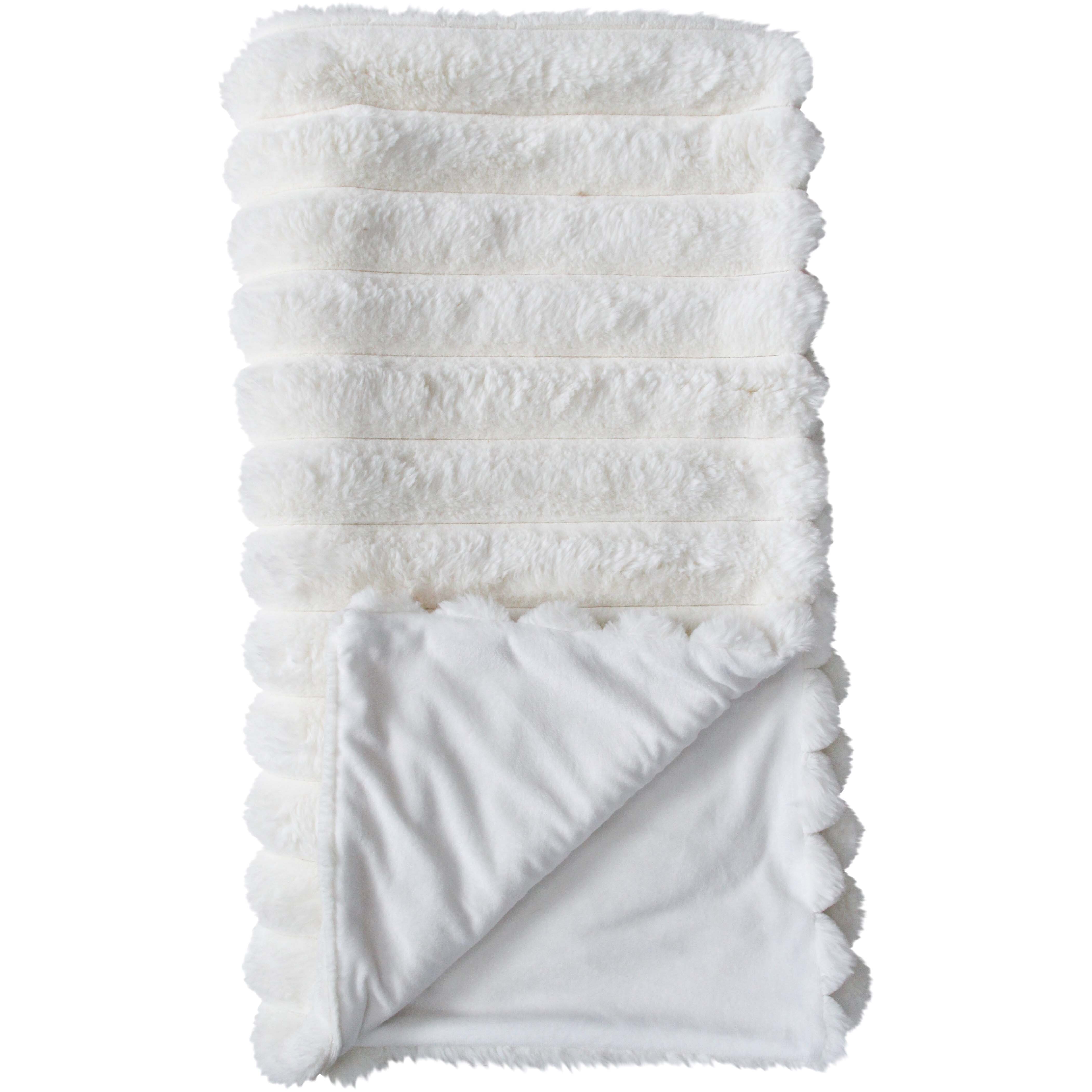 Puffer Faux Fur Throw Ivory