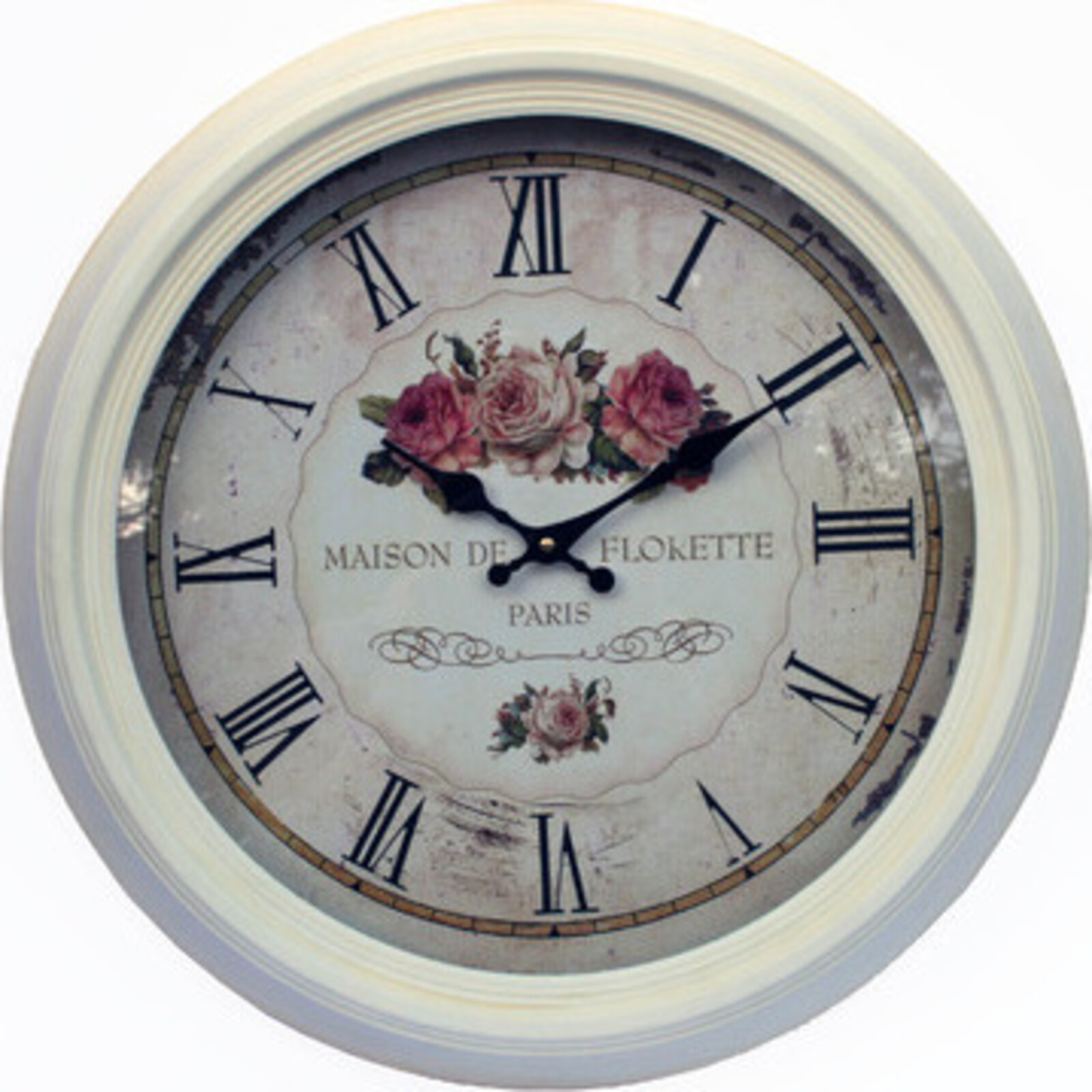 Iron Clock Maison Flowers 32cm