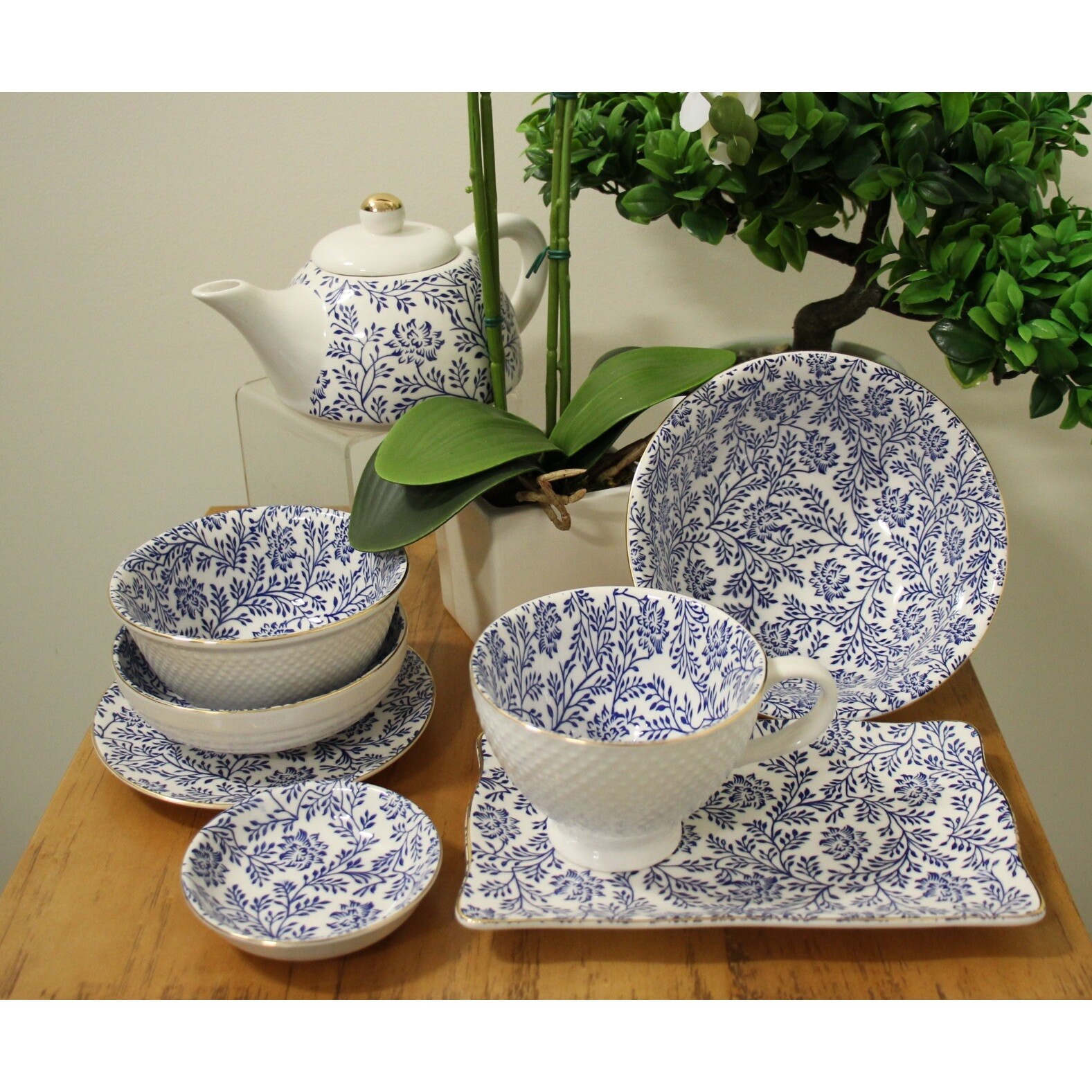 Teapot Blue Fern