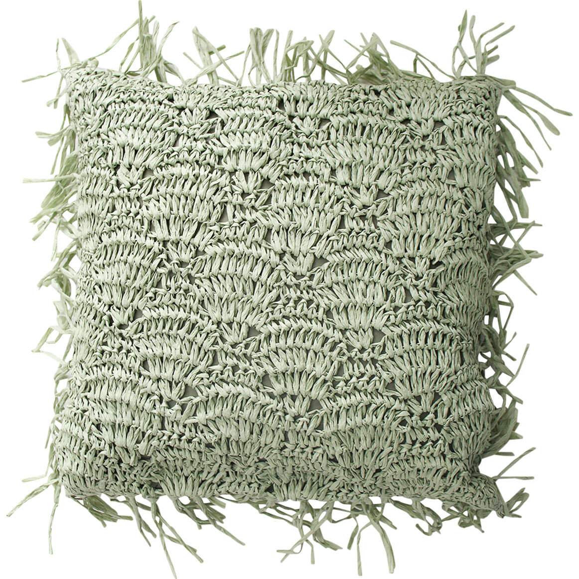 Woven Cushion Fringe Sage