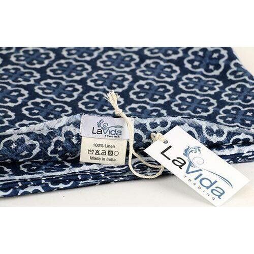 Linen Scarf Fleur Navy