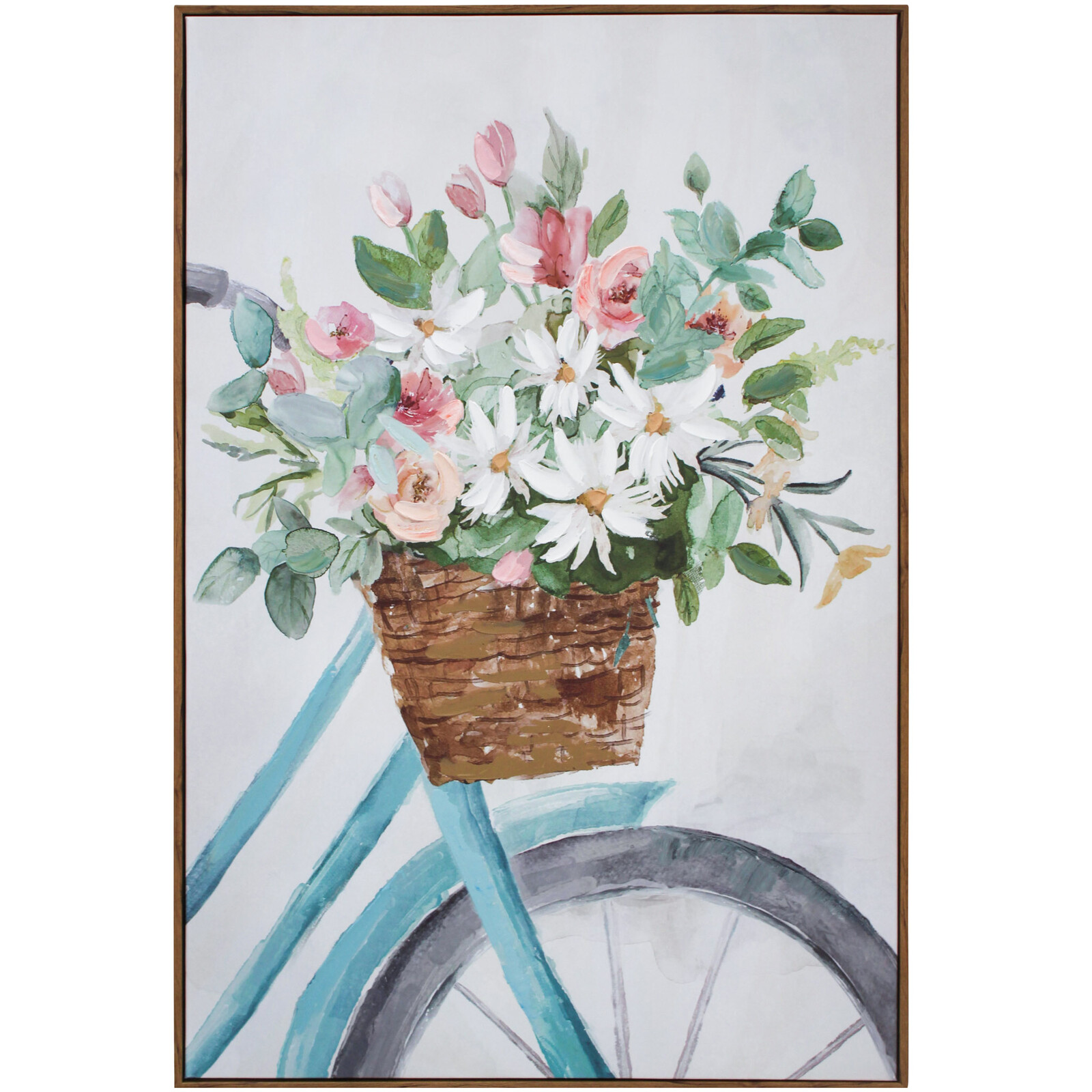 Framed Canvas Floral Bike