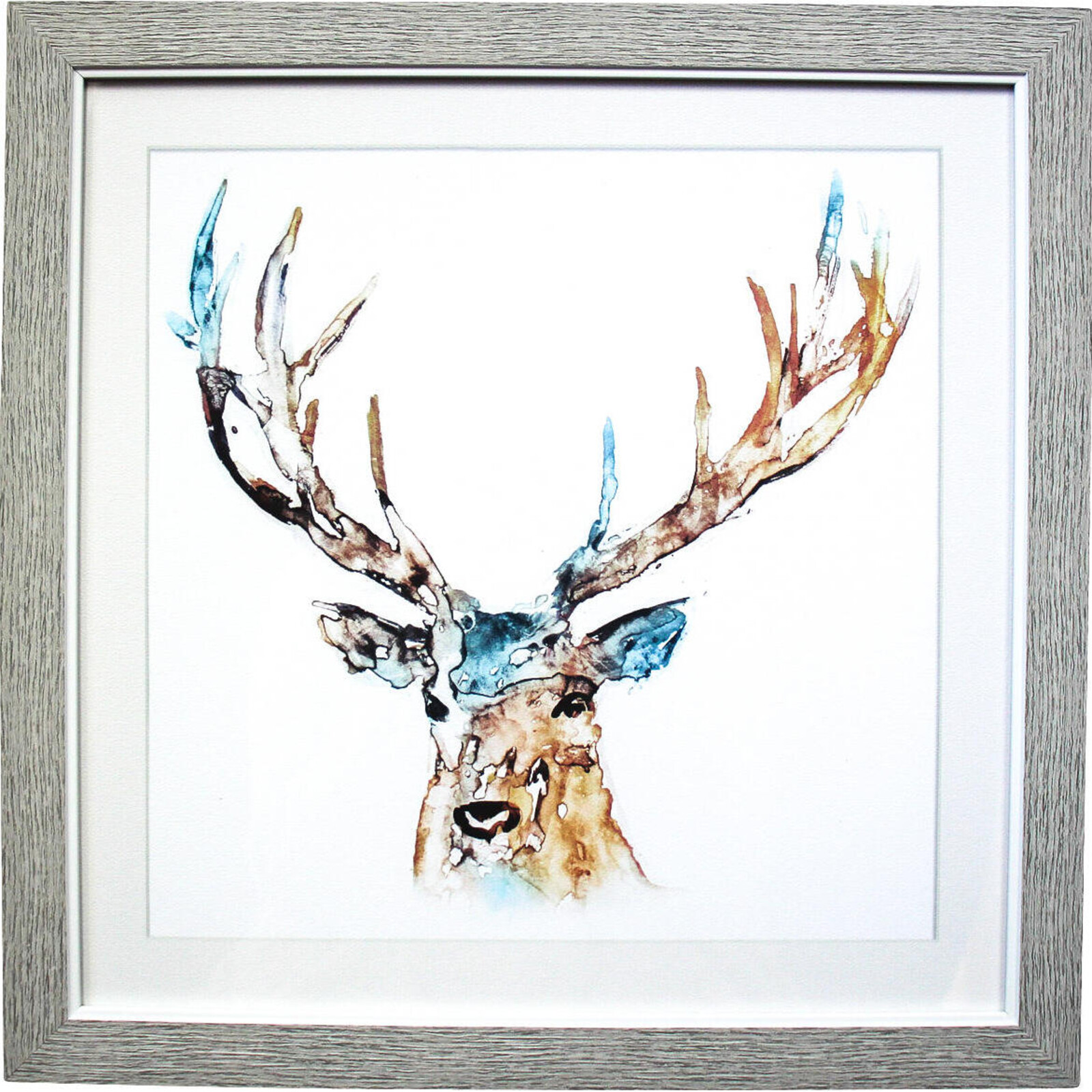 Framed Print Watercolour Deer
