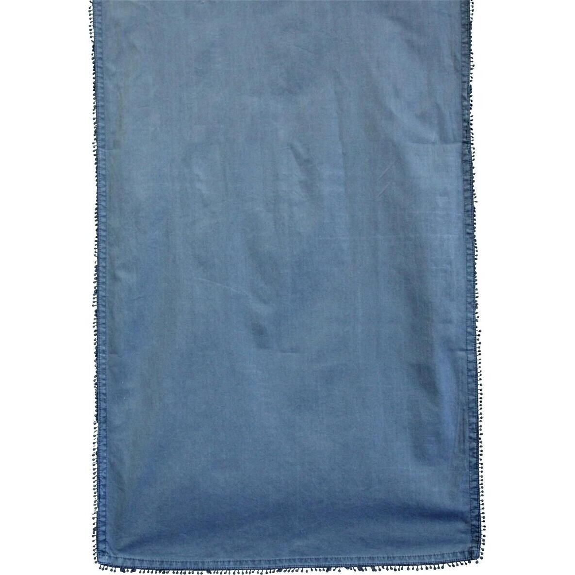 Table Runner Stone Washed Cotton w/ Beaded Trim Indigo