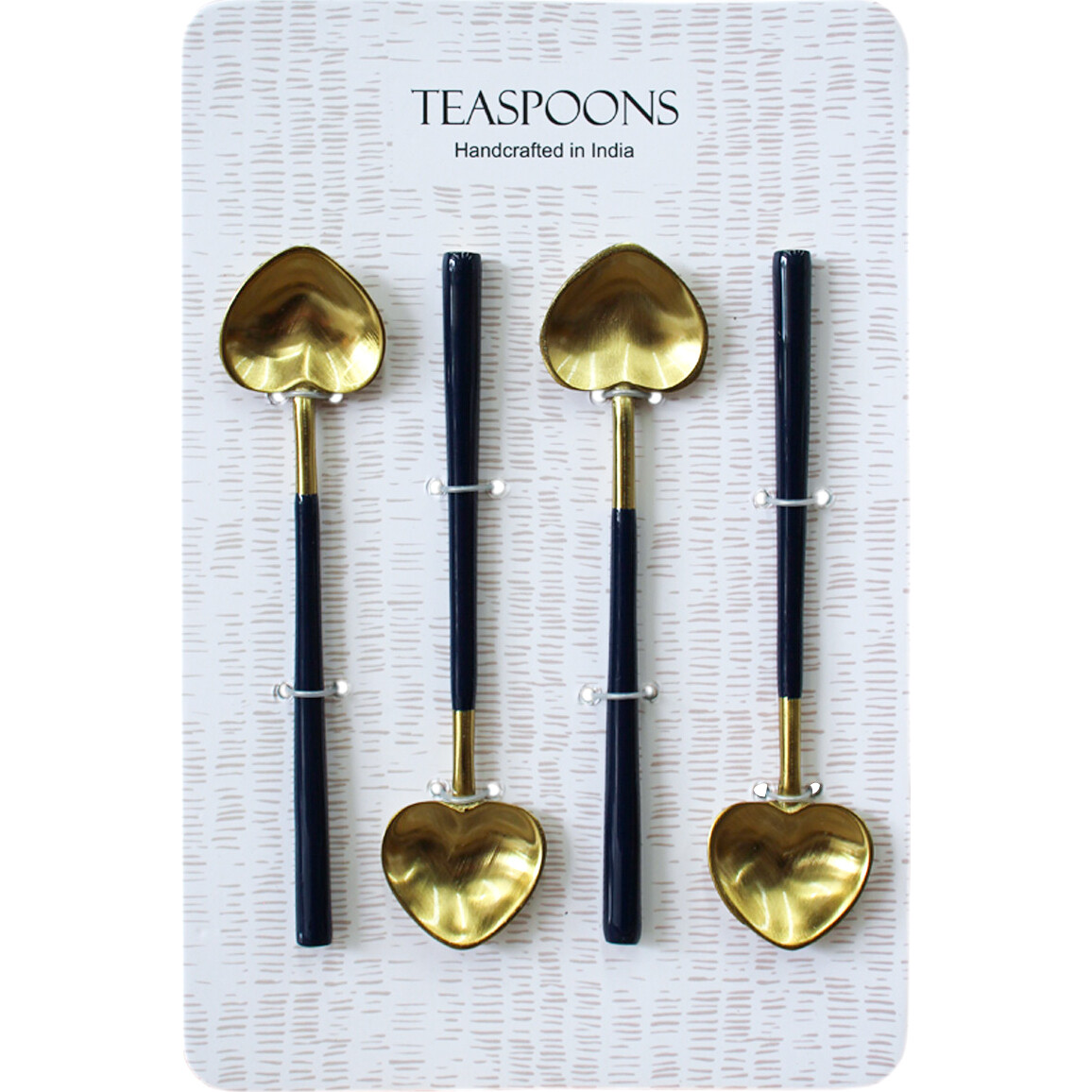 Teaspoon Heart Navy/Brass S/4