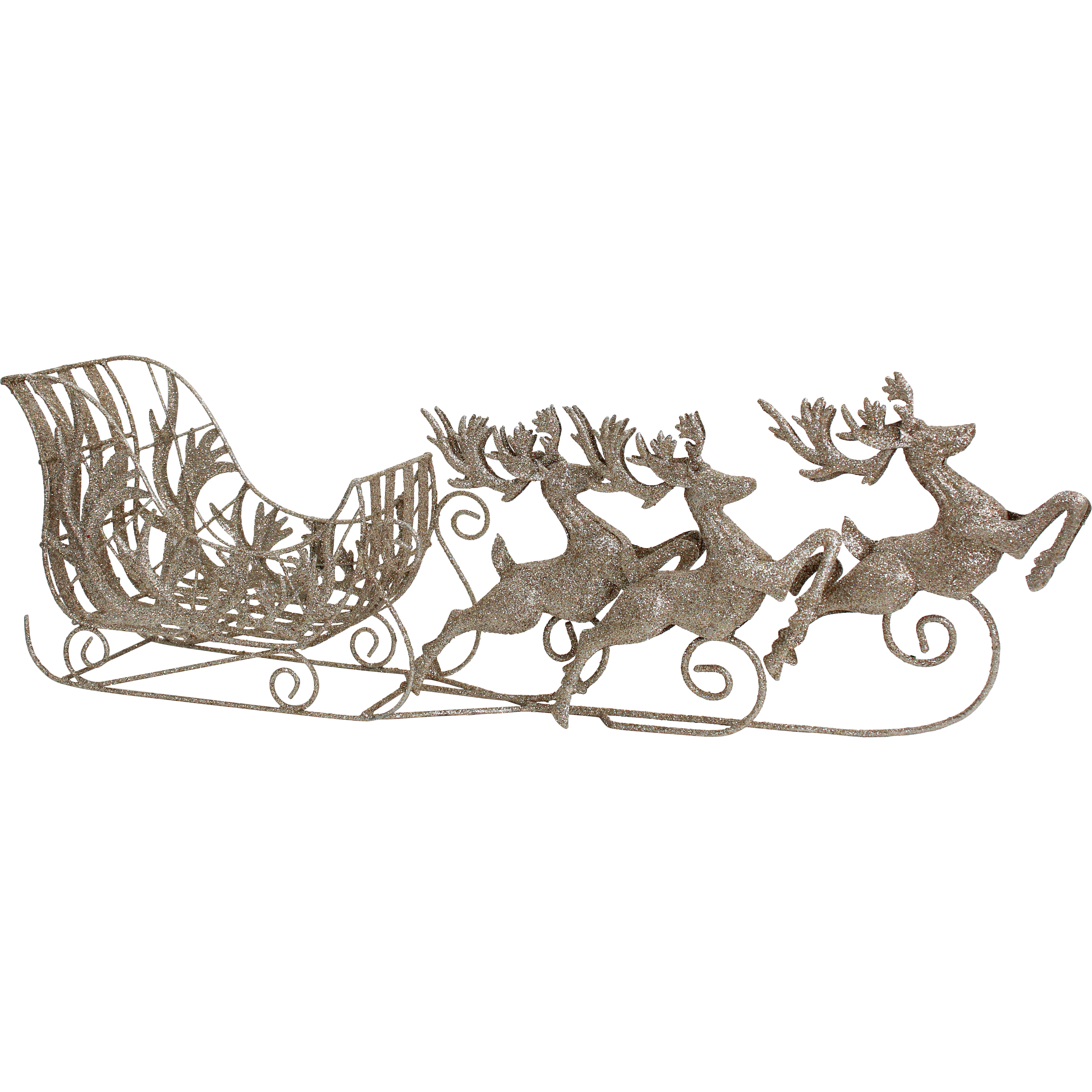 Large Gold Reindeers and Sleigh